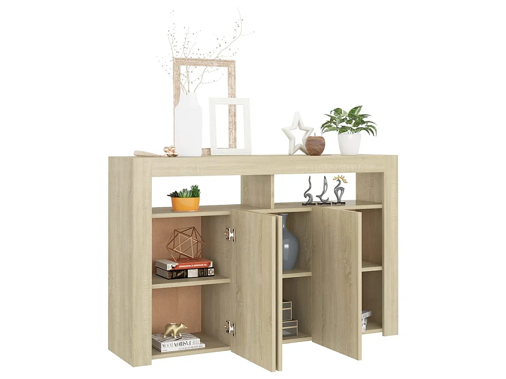 Sideboard mit LED-Leuchten Anrichte Sonoma-Eiche 115,5x30x75 cm -RM95011