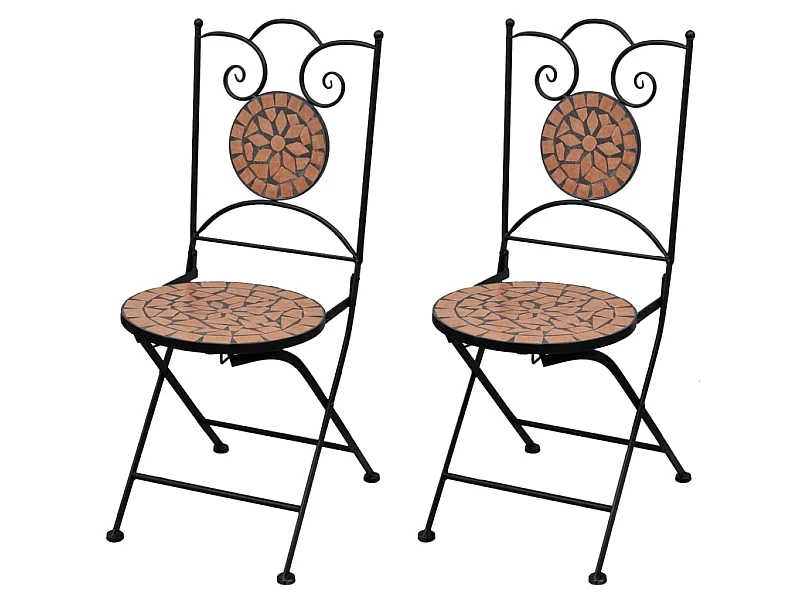 Bistrostoelen inklapbaar 2 st keramiek terracottakleurig NL13313