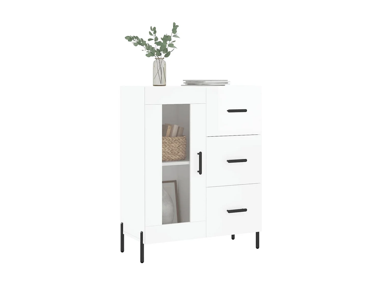 Sideboard Lowboard - Hochglanz-Weiß 69,5x34x90 cm Holzwerkstoff -RM44607