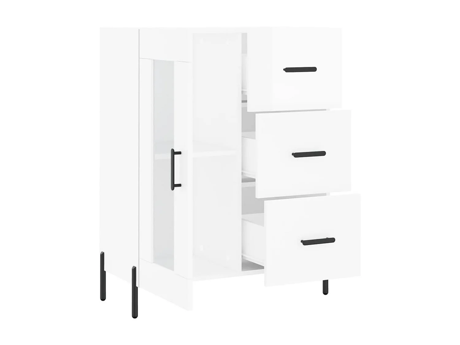 Sideboard Lowboard - Hochglanz-Weiß 69,5x34x90 cm Holzwerkstoff -RM44607