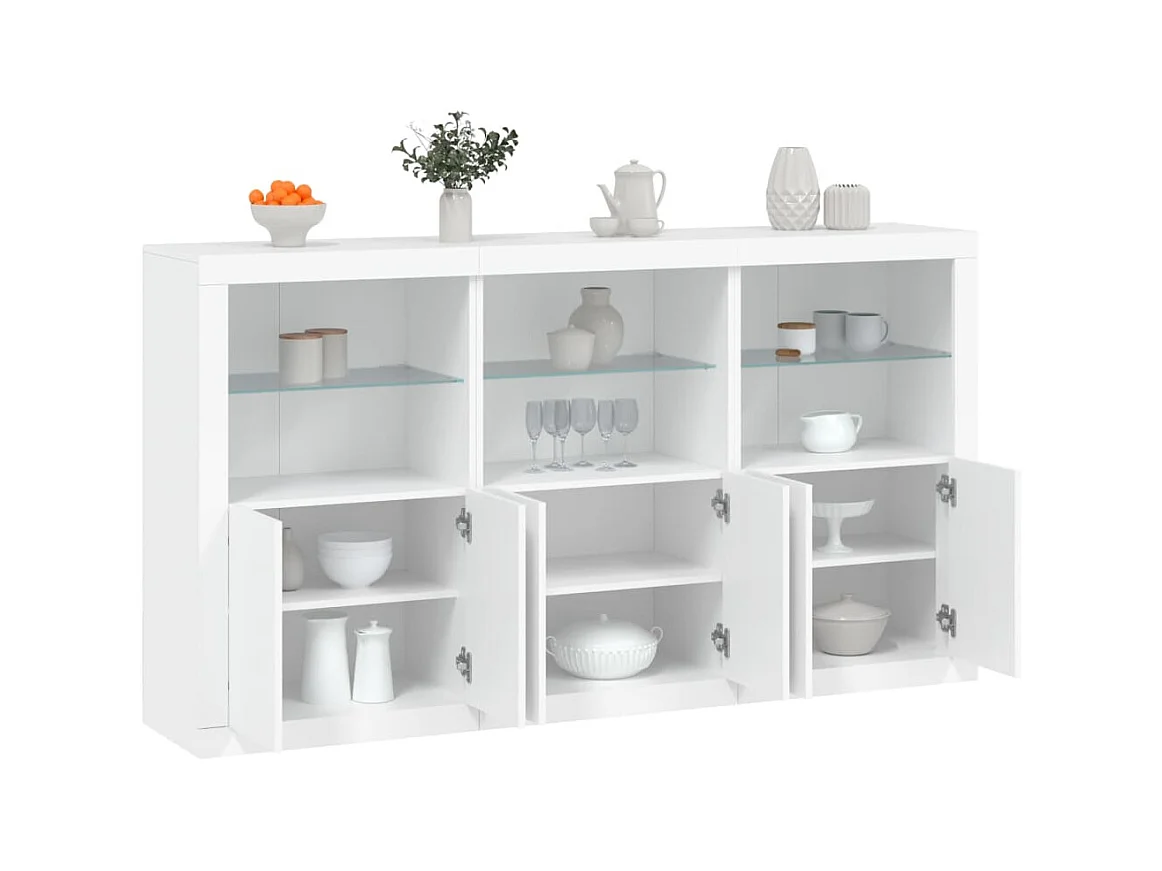 Sideboard mit LED-Leuchten Anrichte Weiß 181,5x37x100 cm -RM10594