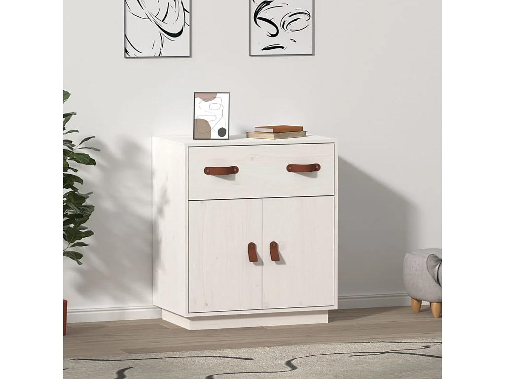 Sideboard Weiß Anrichte 65,5x40x75 cm Massivholz Kiefer -RM84158