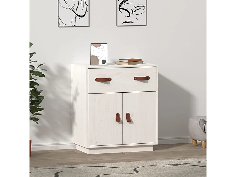 Sideboard Weiß Anrichte 65,5x40x75 cm Massivholz Kiefer -RM84158