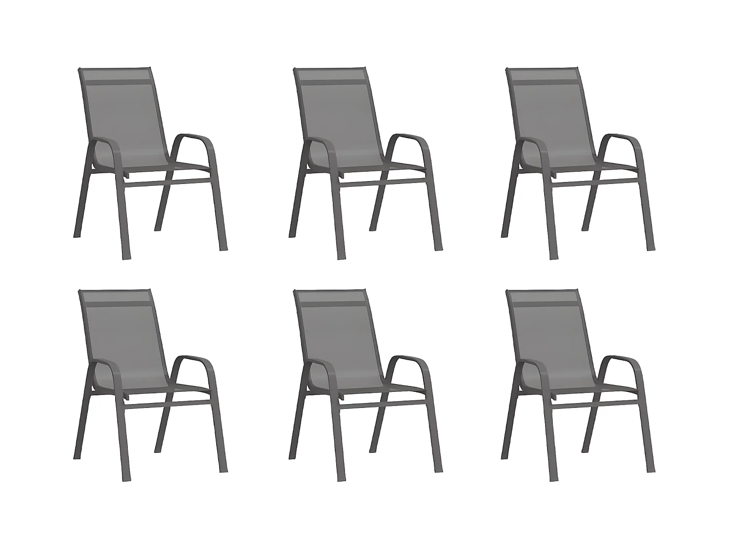 Chaises empilables de jardin 6 pcs Gris Tissu textilène SEF25744