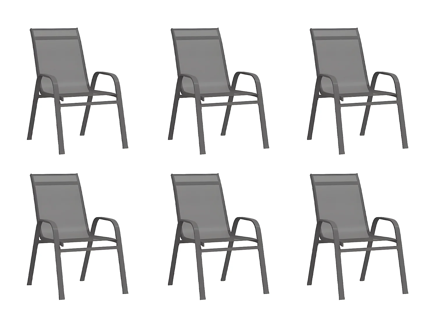 Chaises empilables de jardin 6 pcs Gris Tissu textilène SEF25744