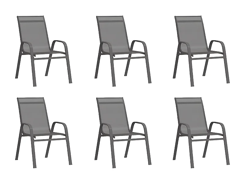 Chaises empilables de jardin 6 pcs Gris Tissu textilène SEF25744