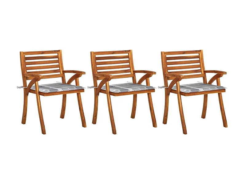 Chaises à dîner de jardin avec coussins 3 pcs Acacia massif SEF64874