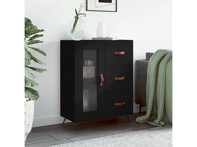 Sideboard Schwarz Anrichte 69,5x34x90 cm Holzwerkstoff -RM61724