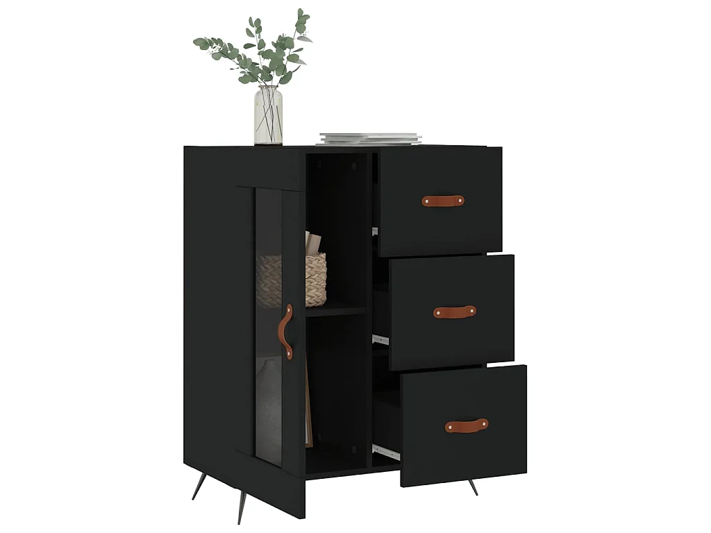 Sideboard Schwarz Anrichte 69,5x34x90 cm Holzwerkstoff -RM61724