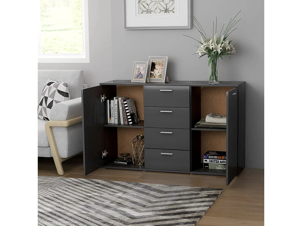Sideboard Grau - Lowboard 120x35,5x75 cm Holzwerkstoff -RM50691