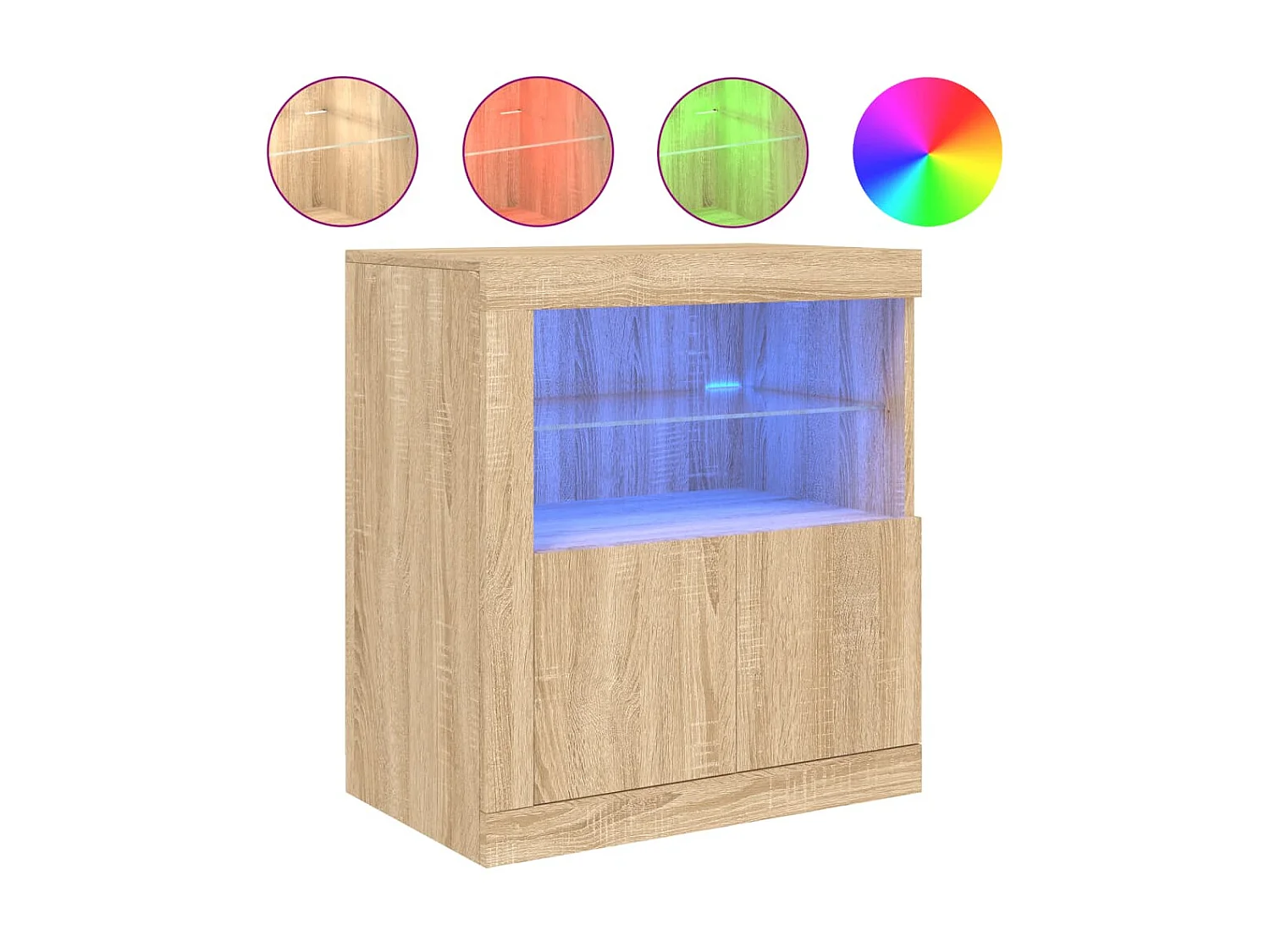 Sideboard mit LED-Leuchten Anrichte Sonoma-Eiche 60,5x37x67 cm -RM88932
