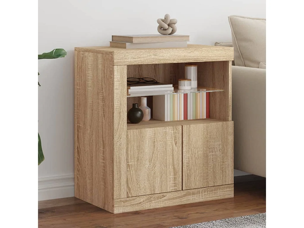 Sideboard mit LED-Leuchten Anrichte Sonoma-Eiche 60,5x37x67 cm -RM88932