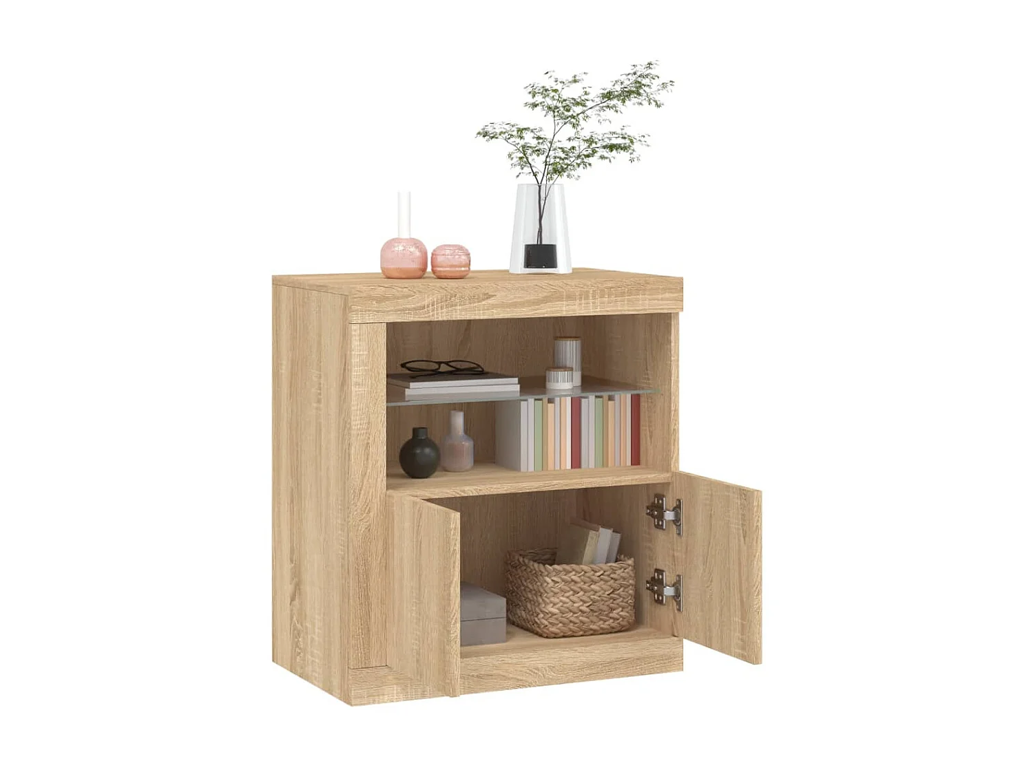 Sideboard mit LED-Leuchten Anrichte Sonoma-Eiche 60,5x37x67 cm -RM88932
