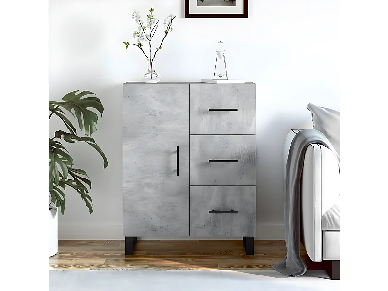 Sideboard Lowboard - Betongrau 69,5x34x90 cm Holzwerkstoff -RM48012
