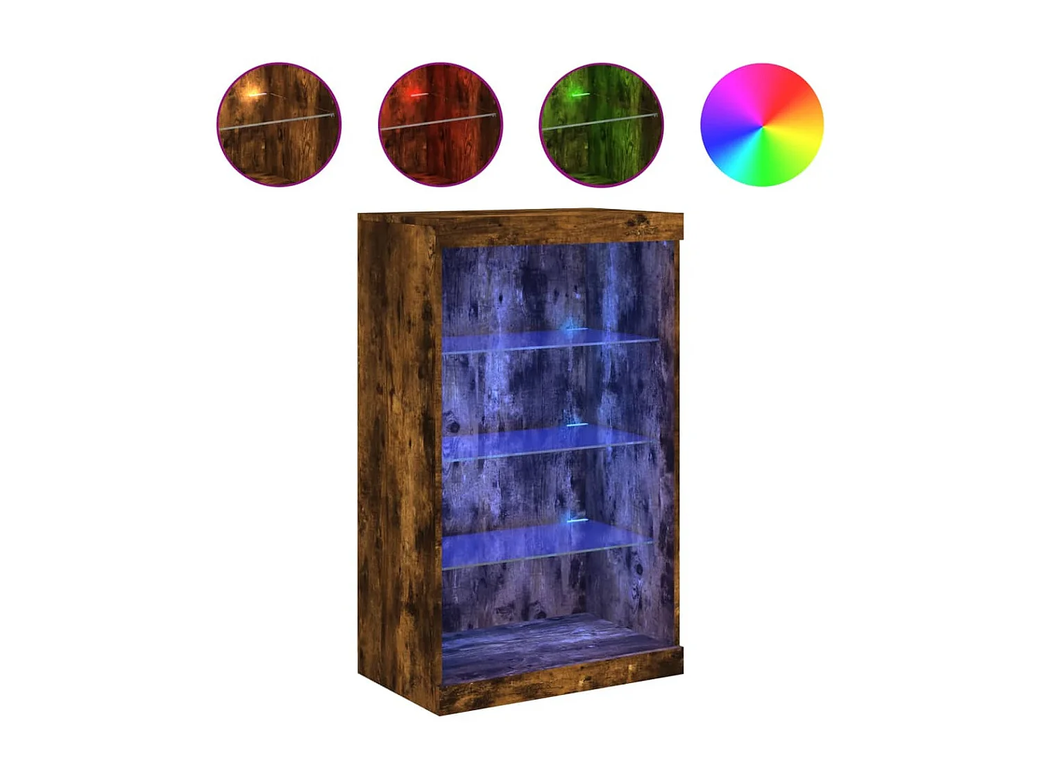 Sideboard mit LED-Leuchten Anrichte Räuchereiche 60,5x37x100 cm -RM74702