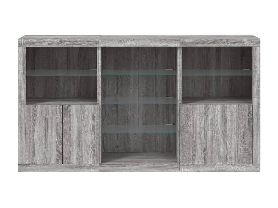 Sideboard Grau Anrichte mit LED-Leuchten Sonoma 181,5x37x100 cm -RM43459