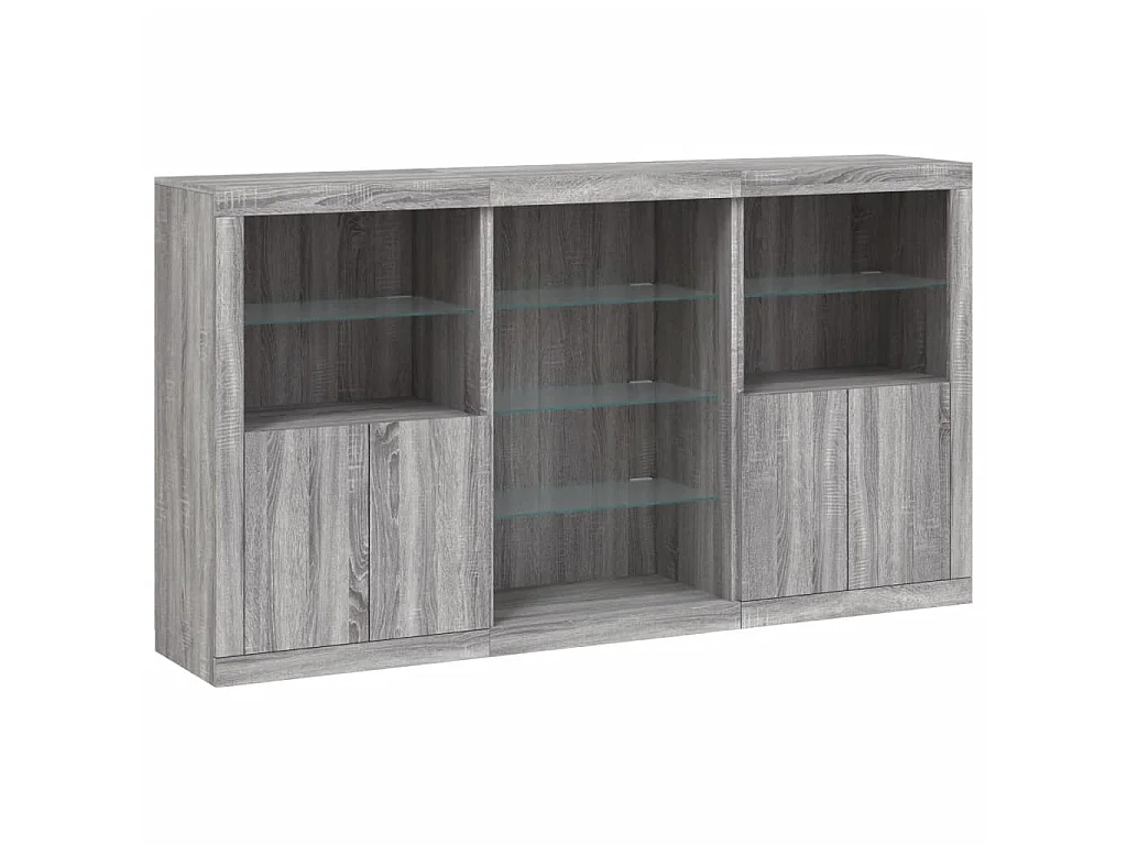 Sideboard Grau Anrichte mit LED-Leuchten Sonoma 181,5x37x100 cm -RM43459
