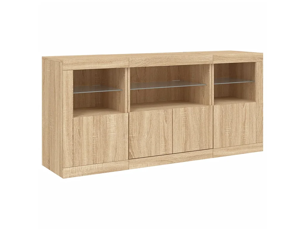 Sideboard mit LED-Leuchten Anrichte Sonoma-Eiche 142,5x37x67 cm -RM76849