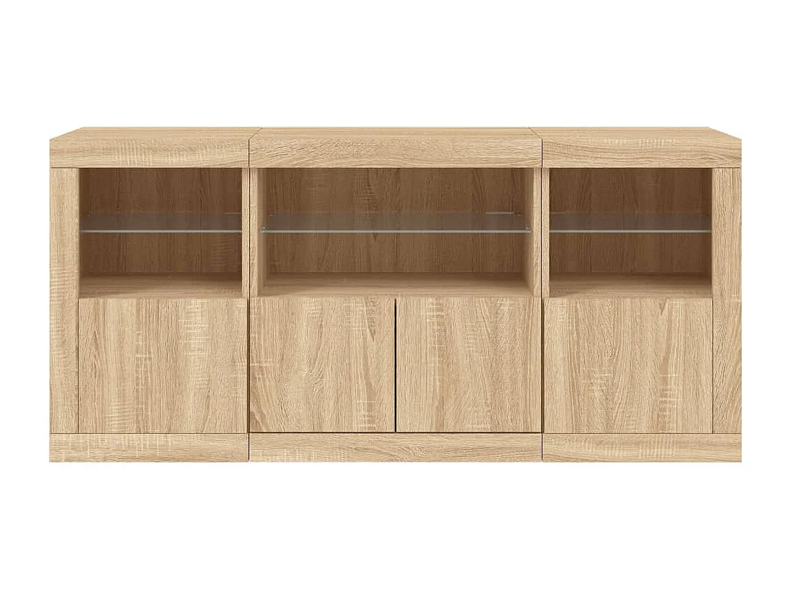 Sideboard mit LED-Leuchten Anrichte Sonoma-Eiche 142,5x37x67 cm -RM76849