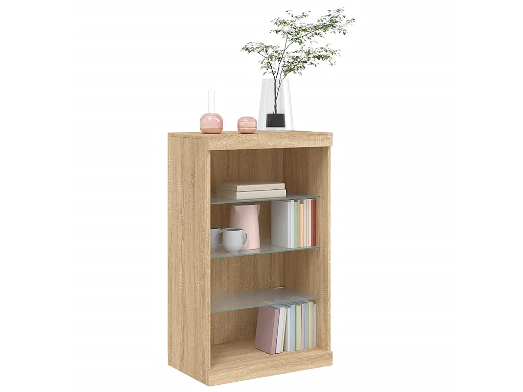 Sideboard mit LED-Leuchten Anrichte Sonoma-Eiche 60,5x37x100 cm -RM16968