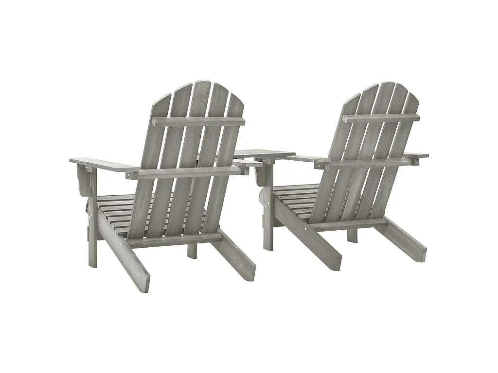 Chaises de jardin Adirondack avec table Bois de sapin Gris SEF90882