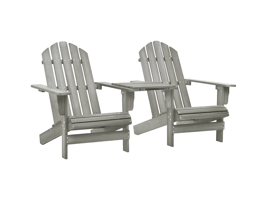 Chaises de jardin Adirondack avec table Bois de sapin Gris SEF90882