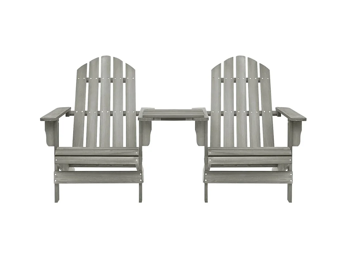 Chaises de jardin Adirondack avec table Bois de sapin Gris SEF90882