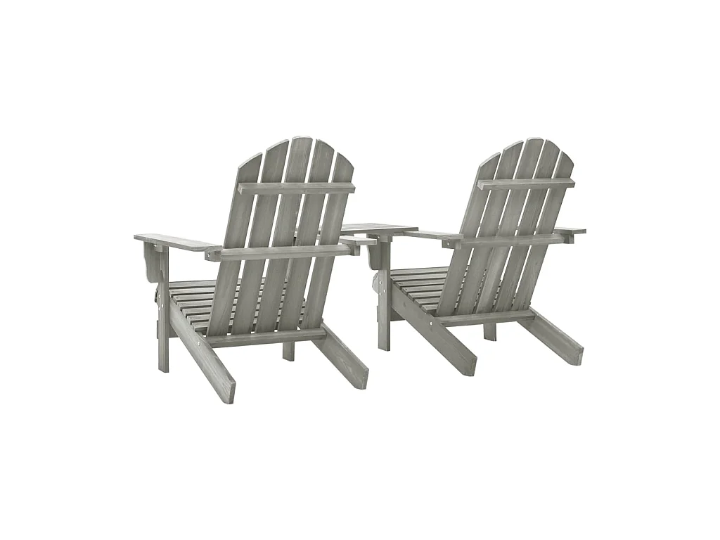 Chaises de jardin Adirondack avec table Bois de sapin Gris SEF90882