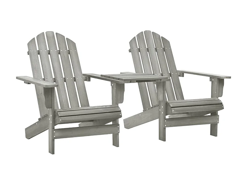 Chaises de jardin Adirondack avec table Bois de sapin Gris SEF90882