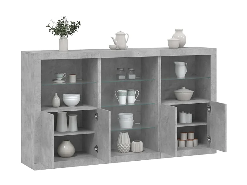 Sideboard mit LED-Leuchten - Anrichte Betongrau 181,5x37x100 cm -RM30424