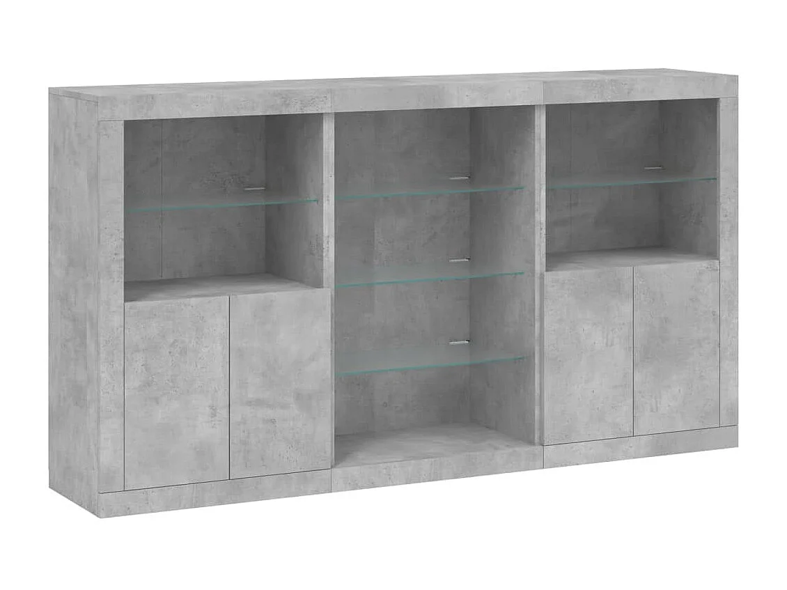 Sideboard mit LED-Leuchten - Anrichte Betongrau 181,5x37x100 cm -RM30424