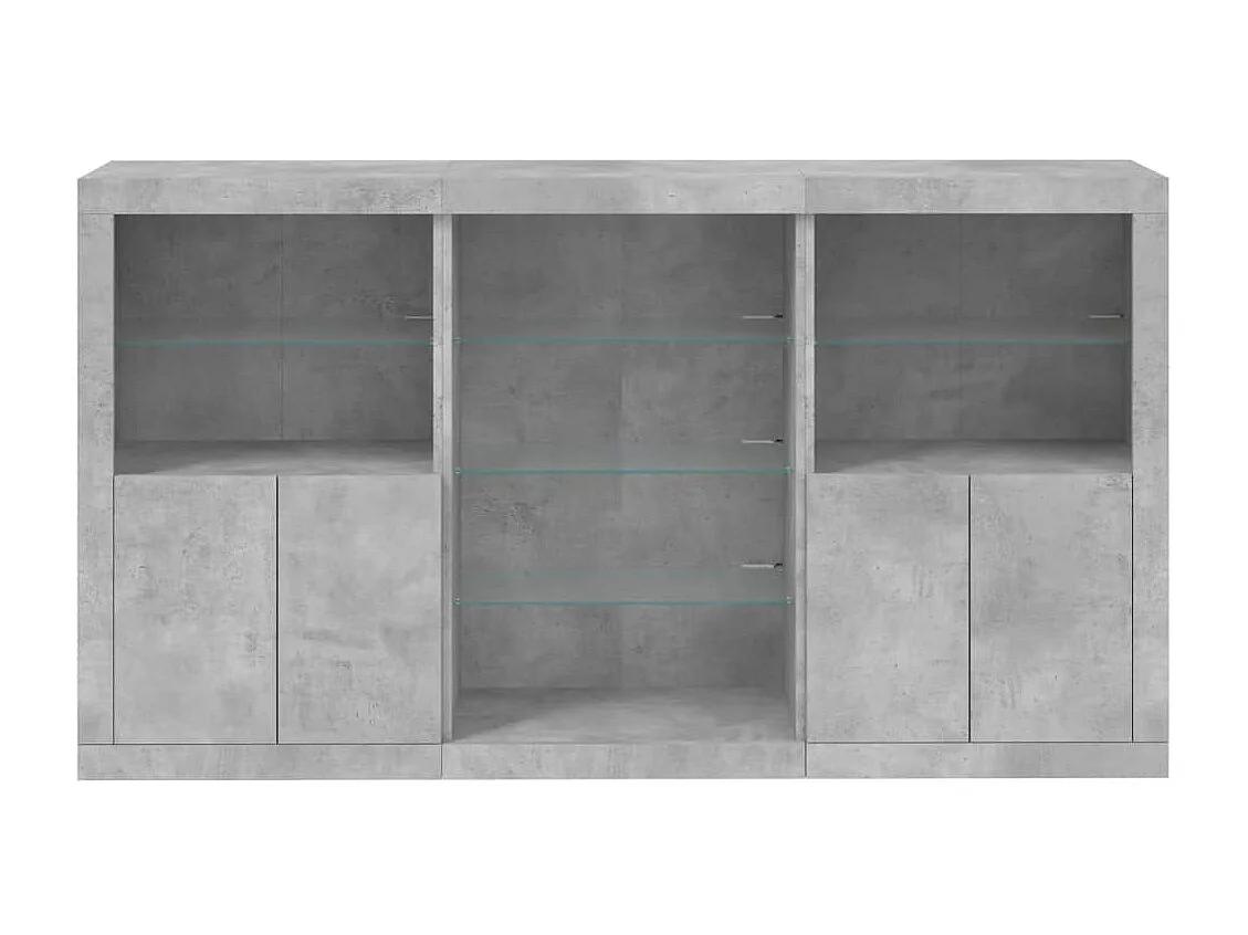 Sideboard mit LED-Leuchten - Anrichte Betongrau 181,5x37x100 cm -RM30424