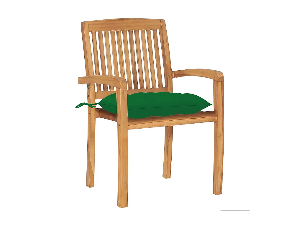 Chaises de jardin 2 pcs avec coussins vert Bois de teck massif SEF75352