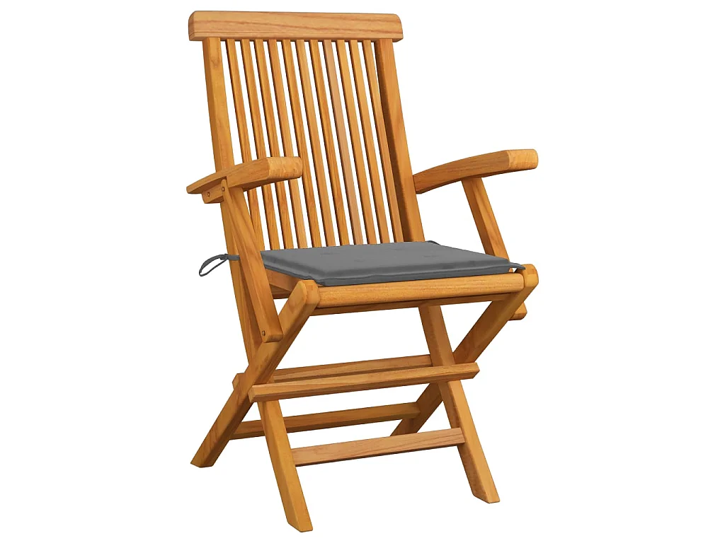 Chaises de jardin avec coussins gris 3 pcs Bois de teck massif SEF28736