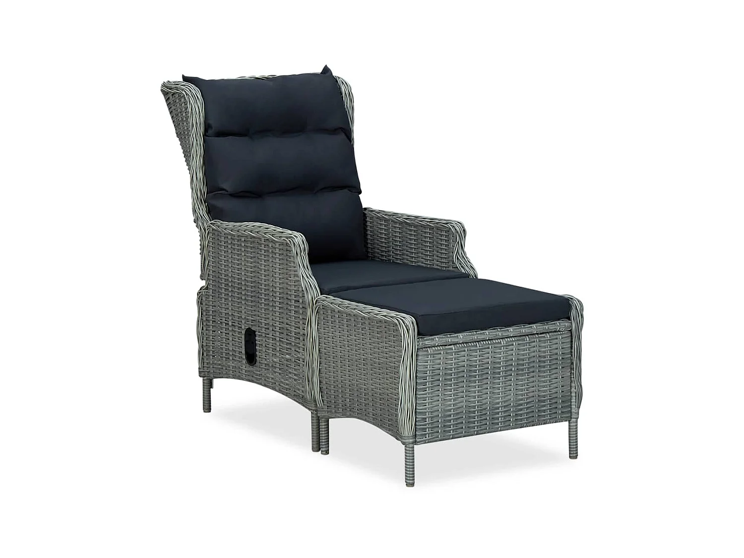 Chaise inclinable de jardin tabouret Résine tressée Gris clair SEF13502
