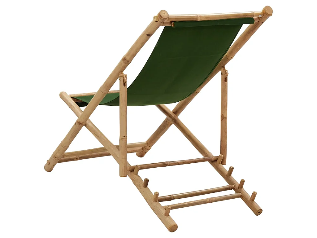 Silla de playa de bambú y lona verde ES70281