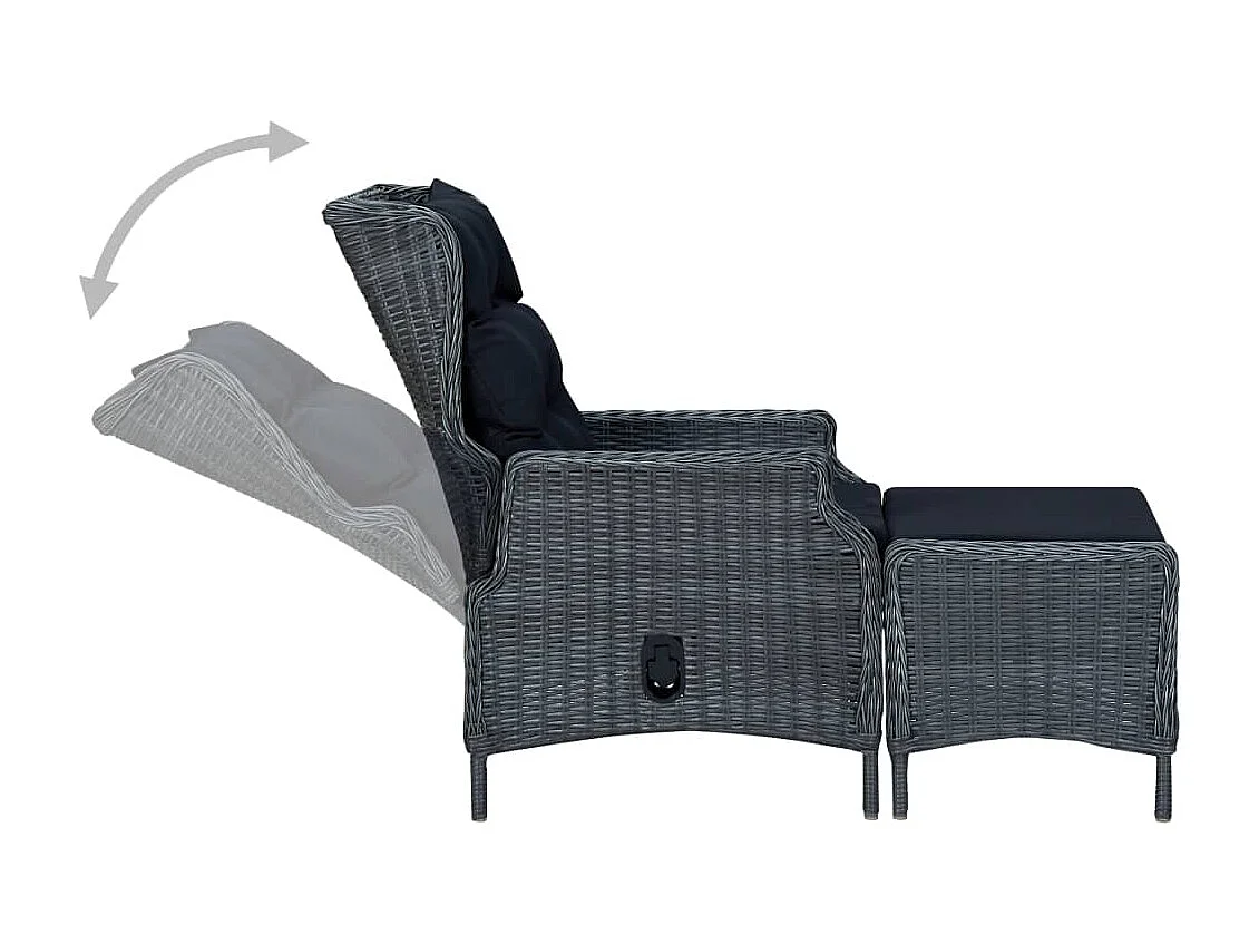 Chaise inclinable de jardin tabouret Résine tressée Gris foncé SEF37486