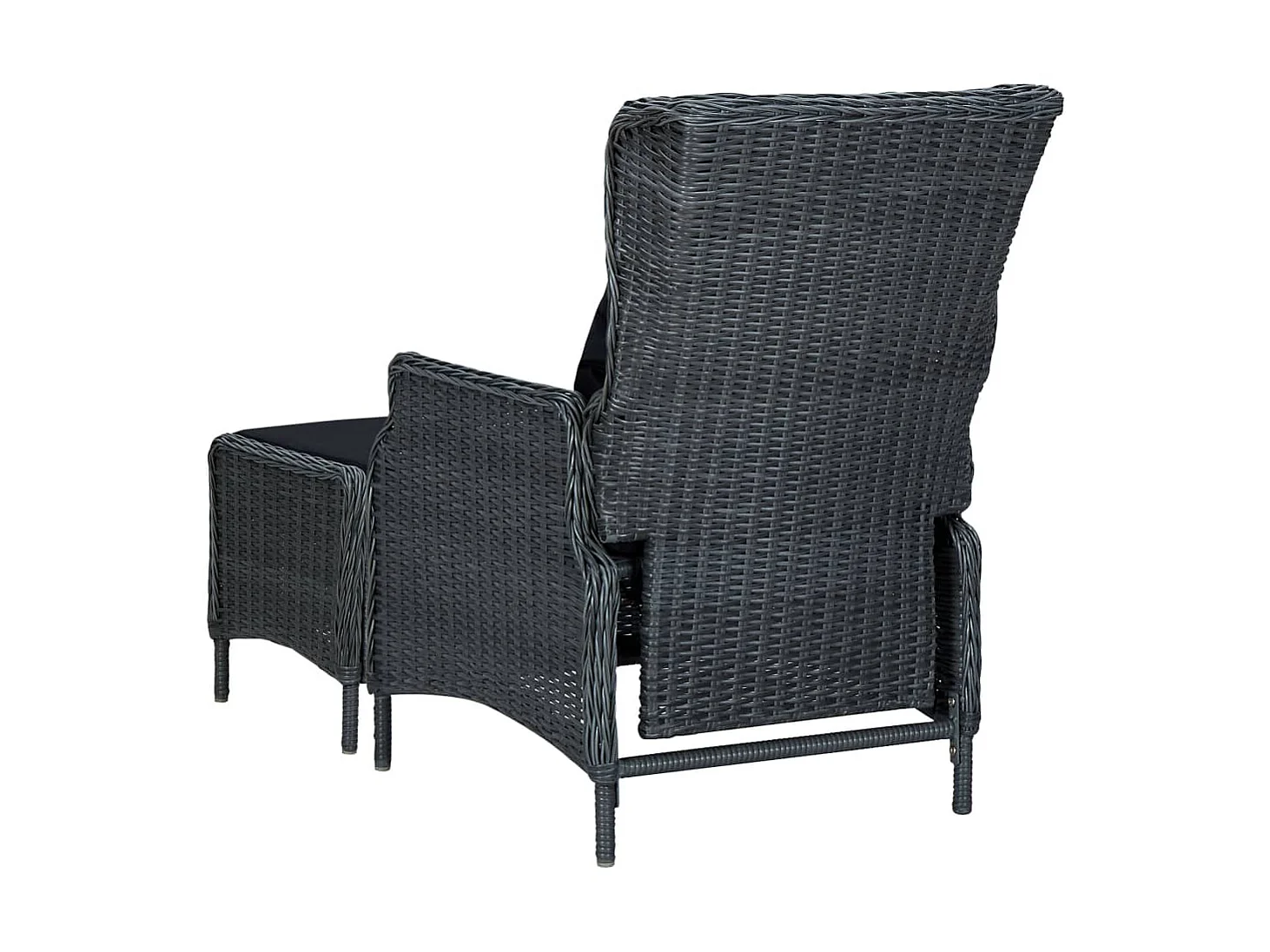 Chaise inclinable de jardin tabouret Résine tressée Gris foncé SEF37486