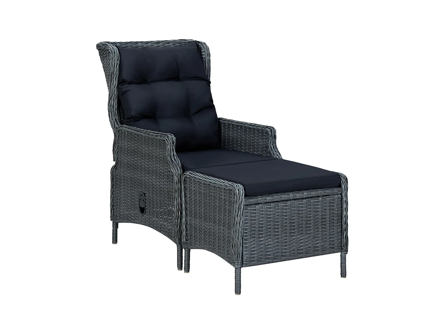 Chaise inclinable de jardin tabouret Résine tressée Gris foncé SEF37486