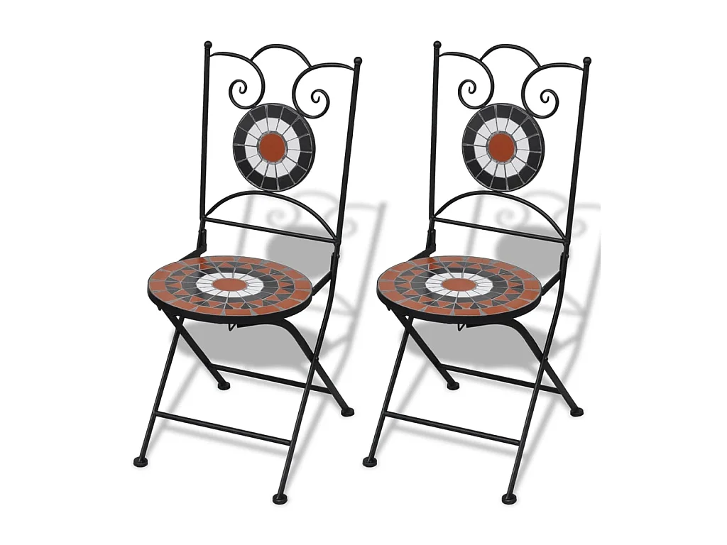 Chaises pliables de bistro 2 pcs Céramique Terre cuite et blanc SEF70998