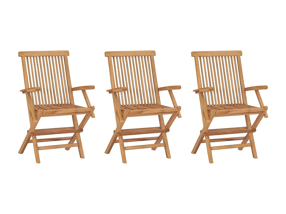 Chaises de jardin pliables 3 pcs Bois de teck massif SEF74775