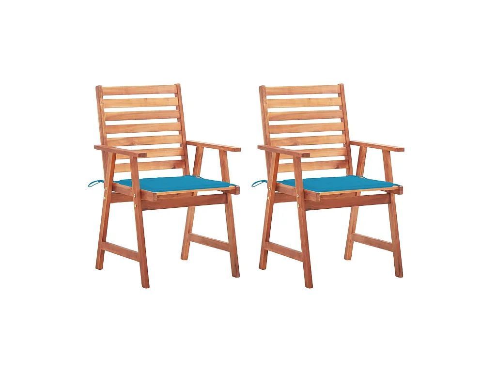 Chaises à dîner d'extérieur 2 pcs avec coussins Acacia massif SEF67959