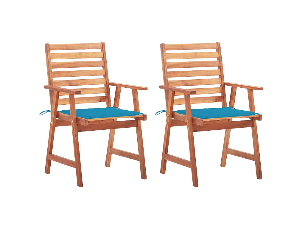 Cadeiras de jantar p/ jardim 2 pcs c/ almofadões acácia maciça PT220107