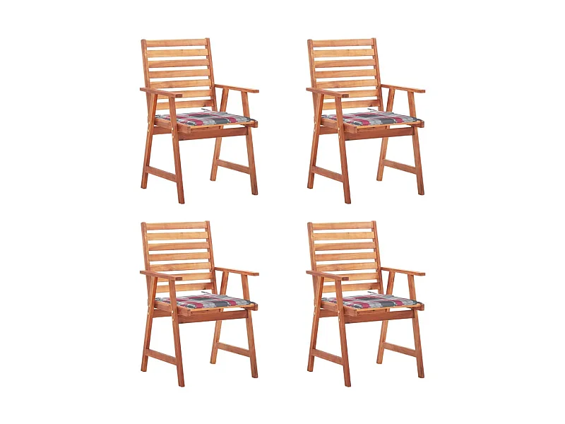 Chaises à dîner d'extérieur 4 pcs avec coussins Acacia massif SEF85539