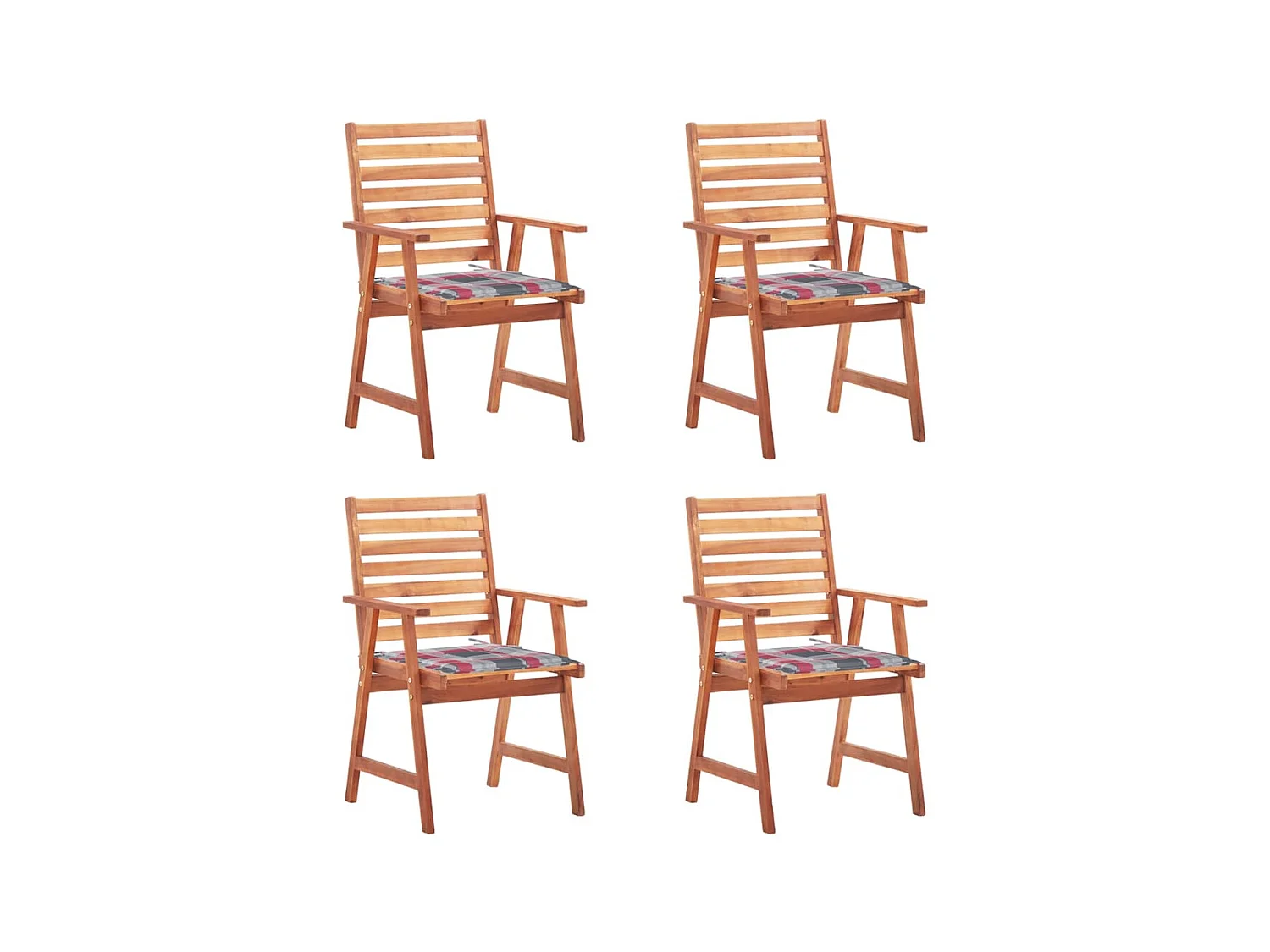 Chaises à dîner d'extérieur 4 pcs avec coussins Acacia massif SEF85539