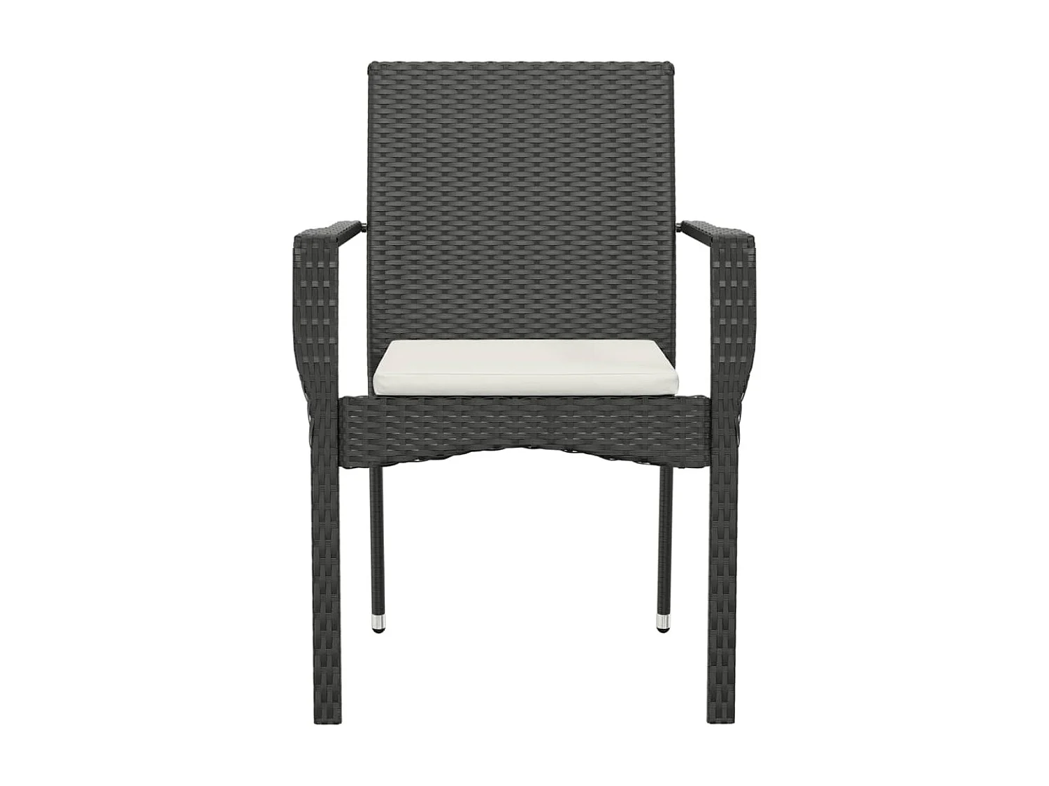 Chaises de jardin 4 pcs avec coussins Résine tressée Noir SEF40822