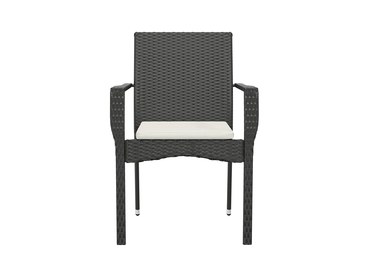 Chaises de jardin 4 pcs avec coussins Résine tressée Noir SEF40822