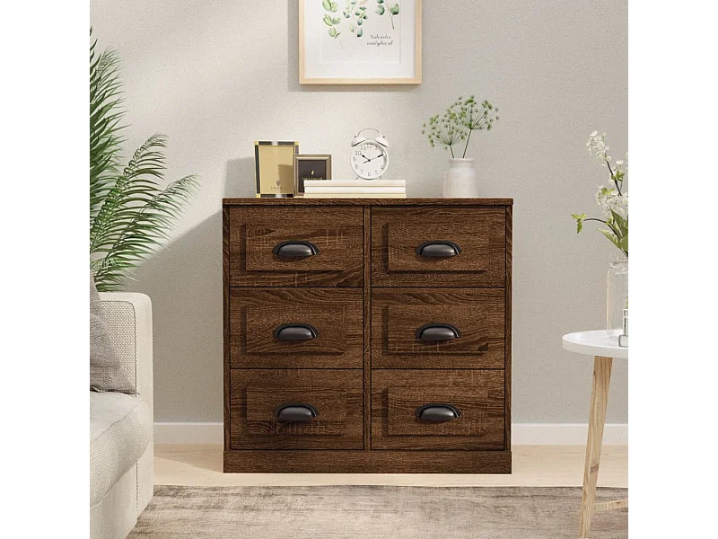 Sideboard Lowboard - Braun Eichen-Optik 70x35,5x67,5 cm Holzwerkstoff -RM50720