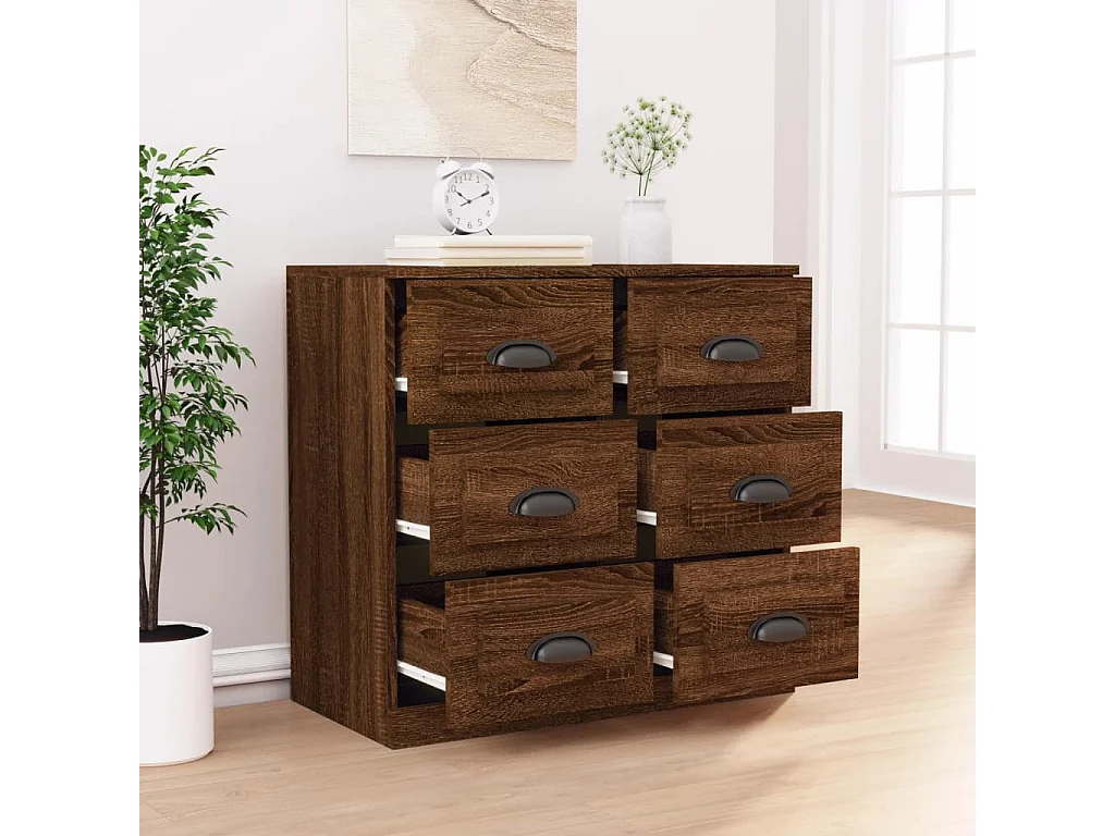 Sideboard Lowboard - Braun Eichen-Optik 70x35,5x67,5 cm Holzwerkstoff -RM50720