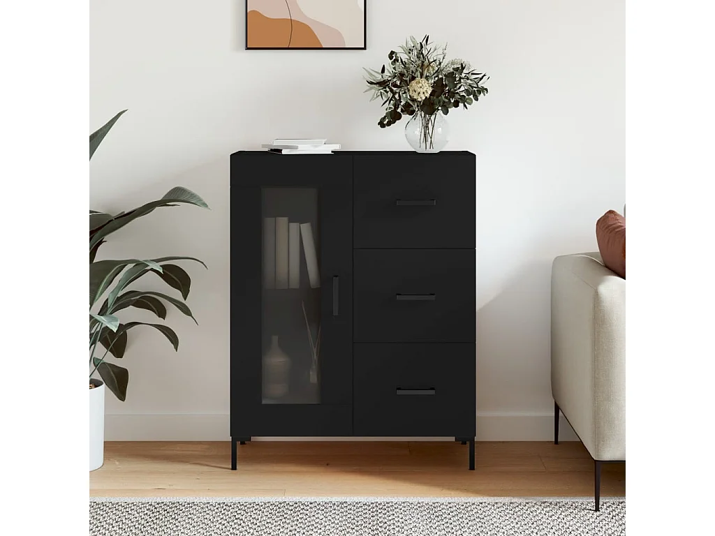 Sideboard Schwarz Anrichte 69,5x34x90 cm Holzwerkstoff -RM89154